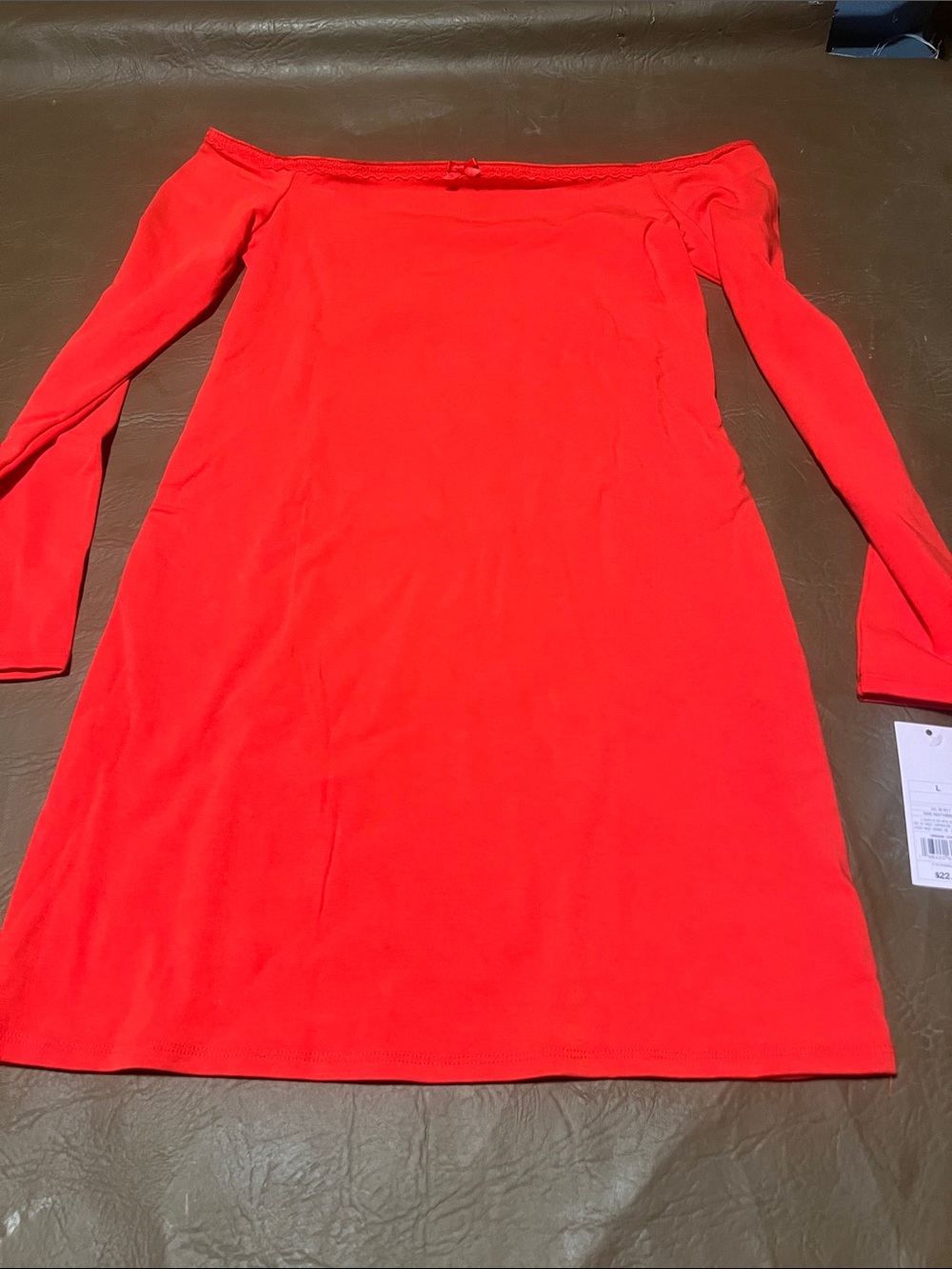 wild fable Off-the-Shoulder Long Sleeve Dress in Bright Red